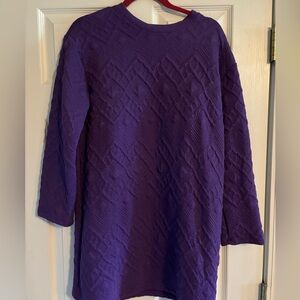Zara Purple Textured Long Sleeve Mini Dress Oversized